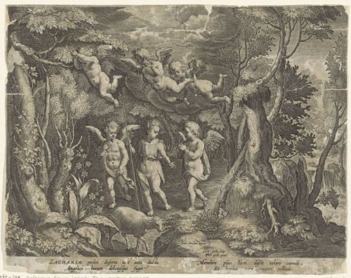 John the Baptist accompanied by angels as he enters the wilderness