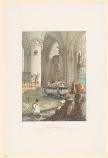 Interior of St. Michael and St. Gudula Cathedral in Brussels with the Tomb of Ernest of Austria