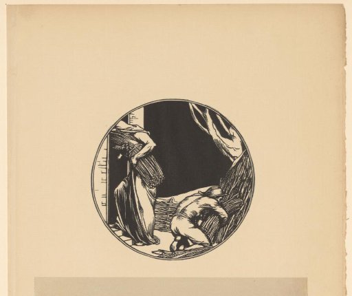 Two figures carrying branches indoors