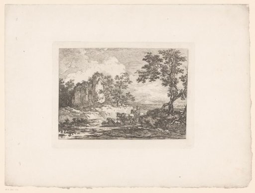 Landscape with a ruin and cattle