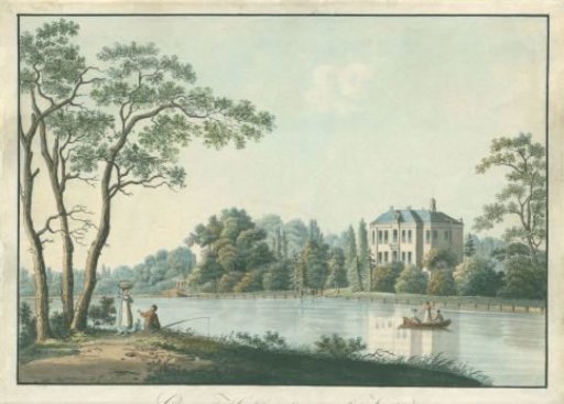 View of the house Over Holland with tea pavilion on the Vecht at Nieuwersluis