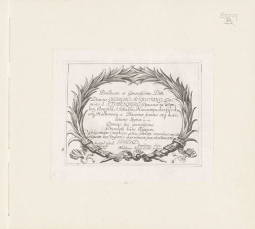 Cartouche with an inscription to George Augustin von Stubenberg