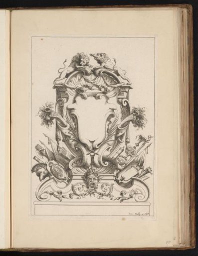 Cartouche with lions and cornucopias
