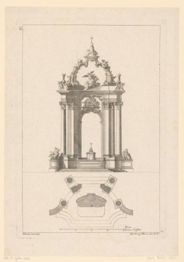 Baldachin and altar with cross