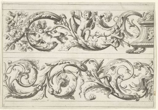 Two friezes with leafy scrolls