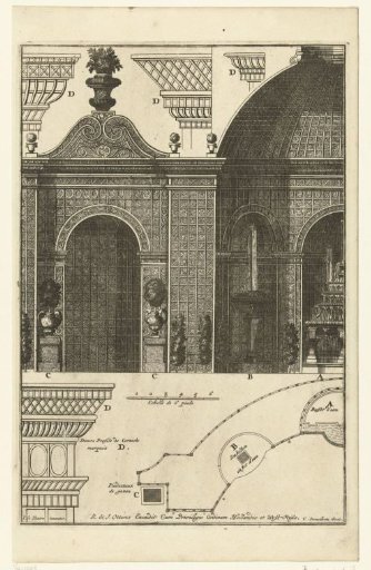 Latwork pavilion with water feature