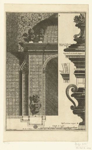 Half latwork pavilion and details