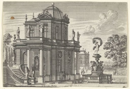 Garden pavilion and fountain
