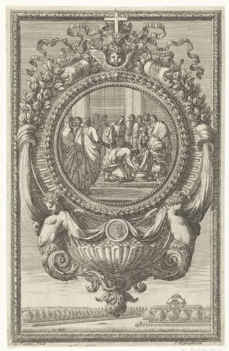 Holy water font with the Washing of Feet