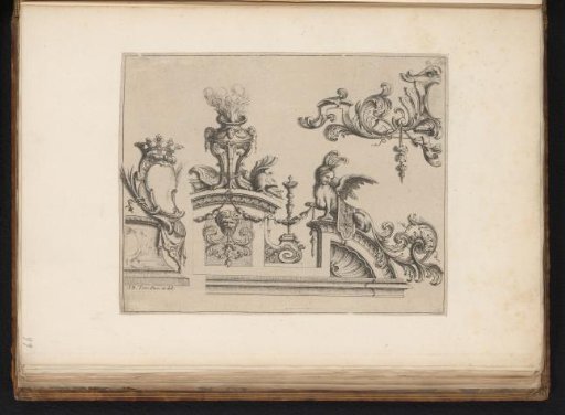 Ornaments with acanthus scrolls and a sphinx