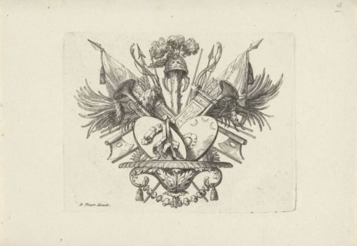 Vignette with a wapen trophy