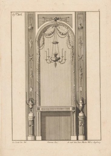 Fireplace with chandelier