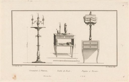 Girandole, nightstand and music stand