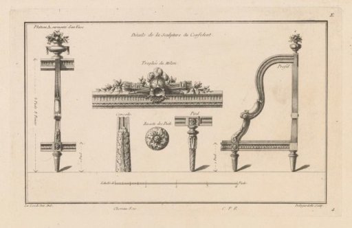 Details of ornaments of a bench