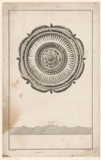 Rosette with scaly border and garlands