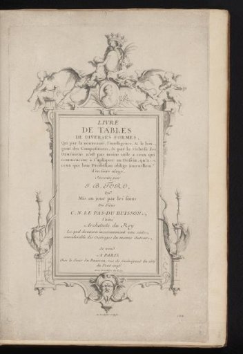 Title print with fantastic creatures and putti