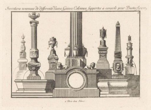 Pedestals with vases and fountains