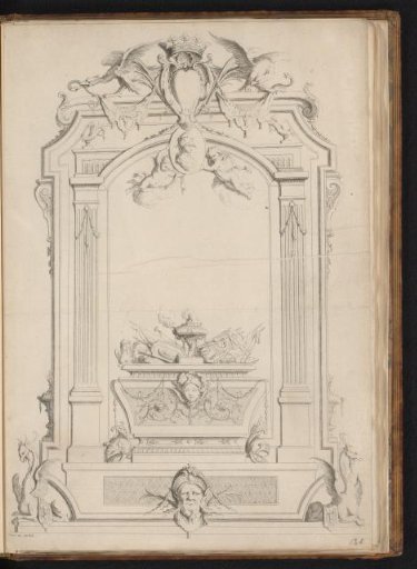 Tomb with war trophies and fantastical creatures