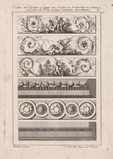 Friezes with putti, oak leaves, and rosettes