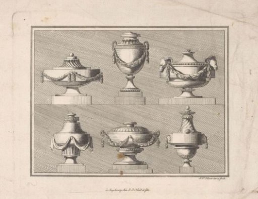 Six ornamental vases