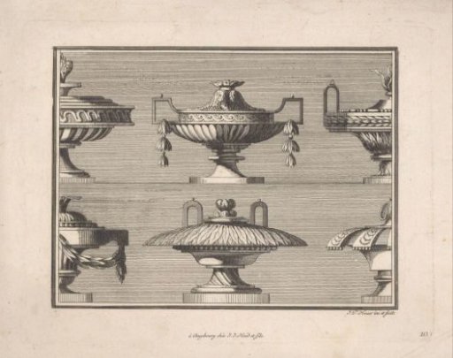 Six ornamental vases