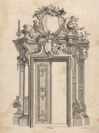 Door frame with putti