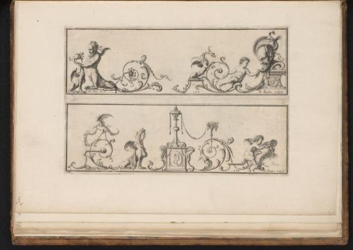 Two friezes with satyrs and sphinxes