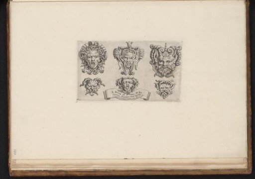 Title page with six masks