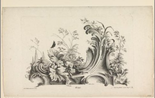 Rocaille ornament with flowers