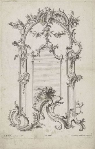 Rocaille frame with a basket of flowers