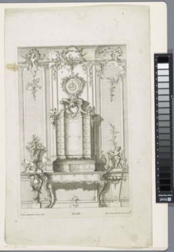Writing desk with a vase and putti