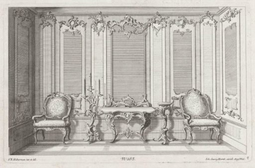 Interior with a table and chairs