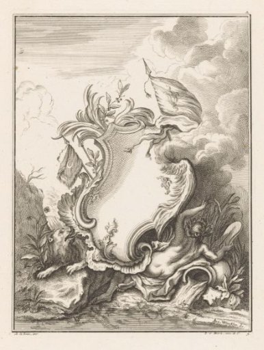 Cartouche with a Woman and a Lion