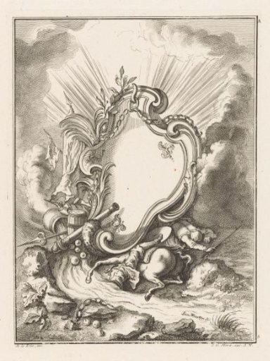 Cartouche with Weapons and Wounds