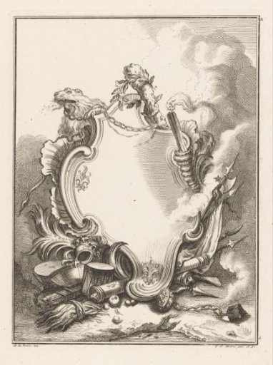 Cartouche with a Lion, Club, and Torch