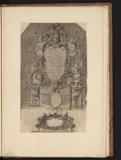 Title page with a cartouche containing armorial trophies