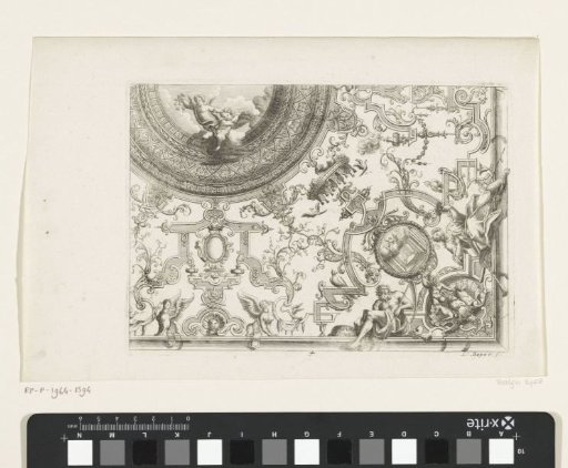Ceiling Painting with Grotesques and Putti with Flowers