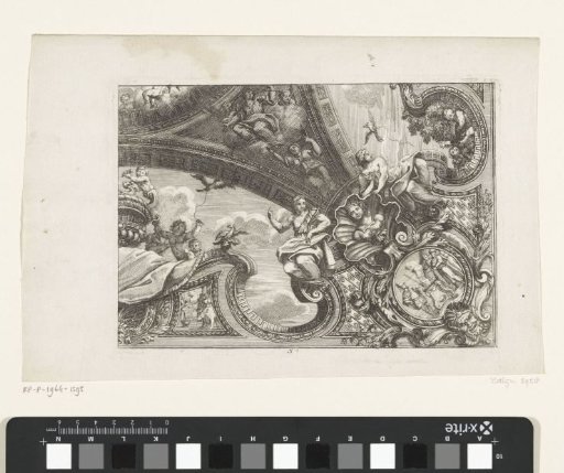Ceiling Painting with Rocailles, Female Figures, and Putti