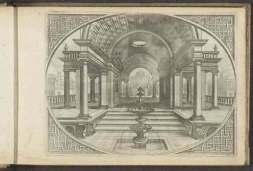 Open Hall with a Tunnel Vault and Fountain in the Foreground