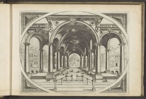 Open Colonnade with Columns and Cross Vaults Over a Pond