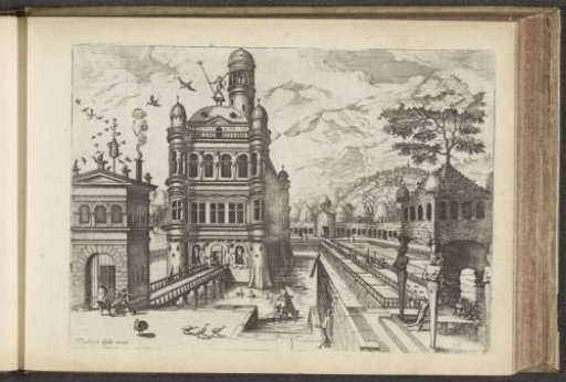 View of a castle with an access bridge