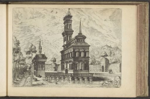 View of a castle surrounded by a moat