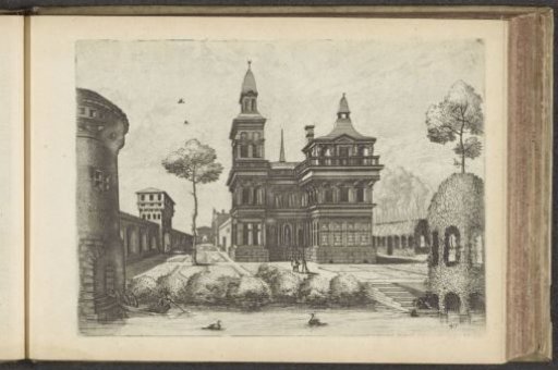 View of a castle and rampart wall