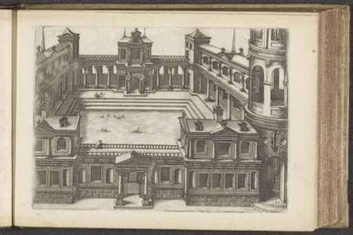 Courtyard with a square duck pond