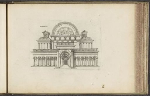 Temple with a semicircular pediment