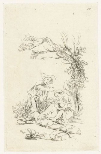 Three Travelers Resting under a Tree