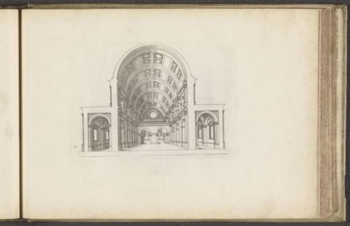 Section of a sanctuary with a view of the nave and side aisles