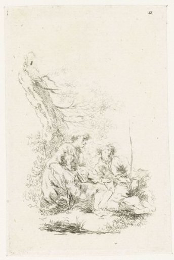 Three Persons Sitting by a Tree