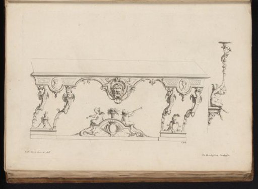 Table with herm figures and putti