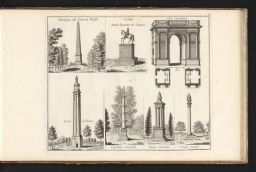 Statues, a Triumphal Arch, and an Obelisk from the Gardens at Stowe House